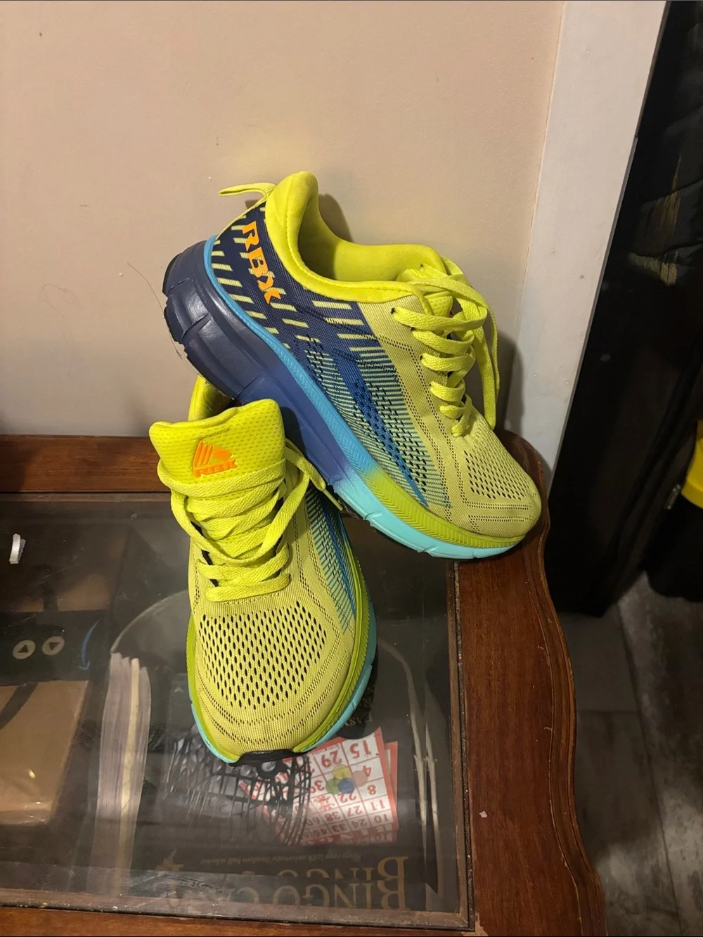 Reebok Kids Neon Yellow and Blue Athletic Sneakers